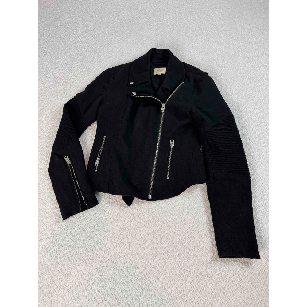 Wilfred Womens Acetate Blend Full Zip Long Sleeve Black Montesson Moto Jacket 0
